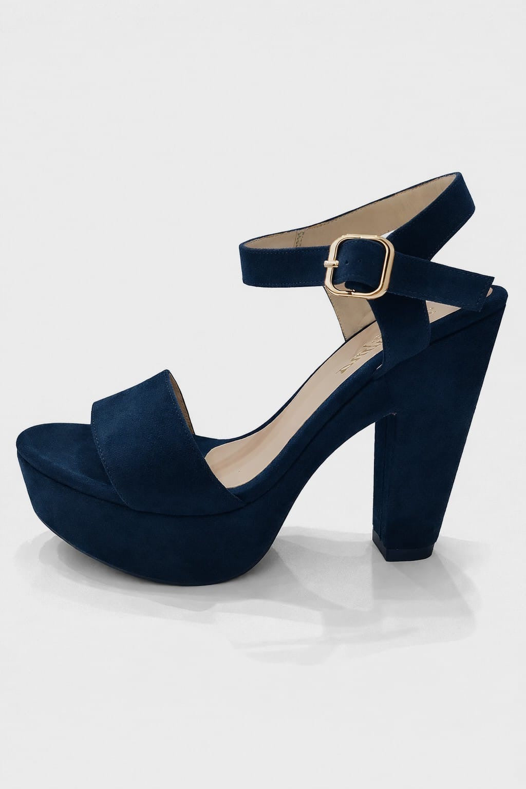 SANDALIA ORTOPÉDICA TIRA TACÓN 12CM AZUL SUEDE