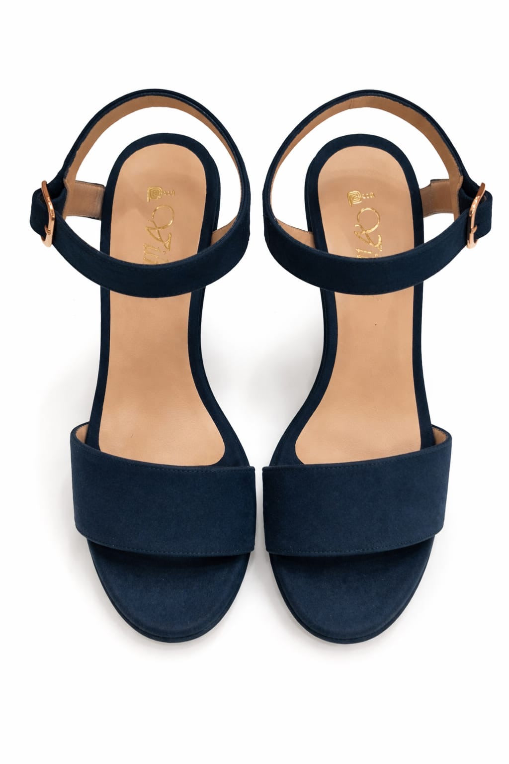 SANDALIA ORTOPÉDICA TIRA TACÓN 12CM AZUL SUEDE
