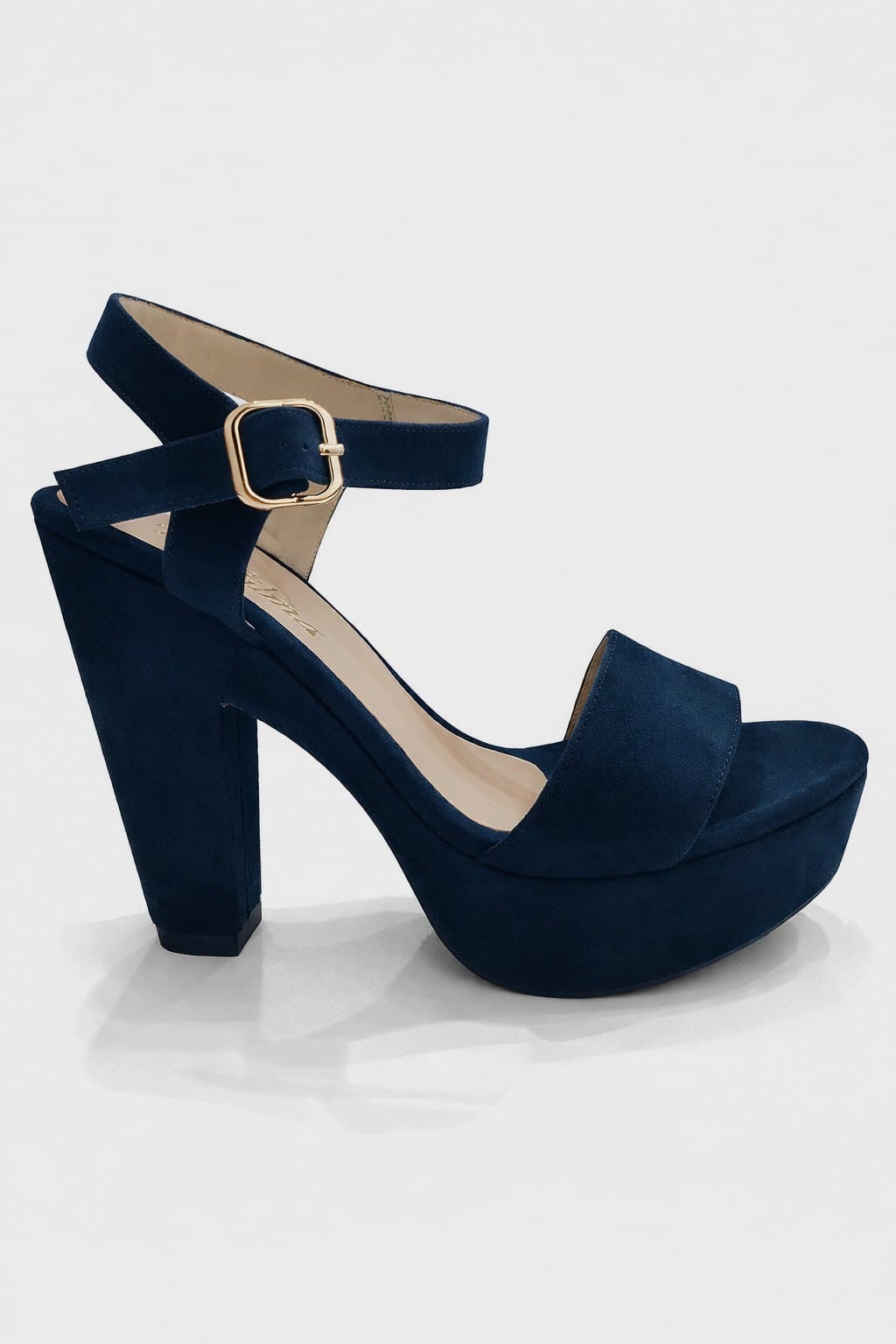 SANDALIA ORTOPÉDICA TIRA TACÓN 12CM AZUL SUEDE
