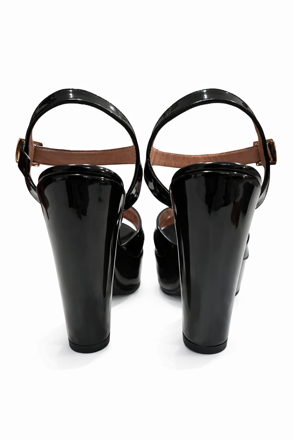 SANDALIA ORTOPÉDICA CRUZADA TACÓN 12CM NEGRO CHAROL