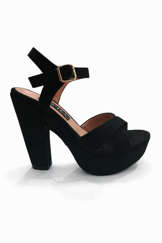 SANDALIA ORTOPÉDICA CAPELLADA TACÓN 12CM NEGRO SUEDE