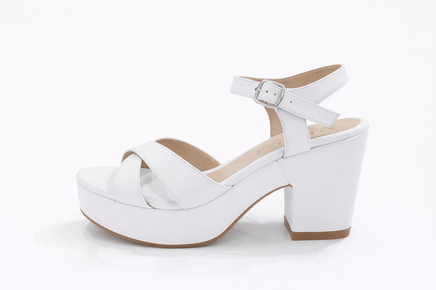 SANDALIA ORTOPÉDICA CRUZADA TACÓN 7CM blanca