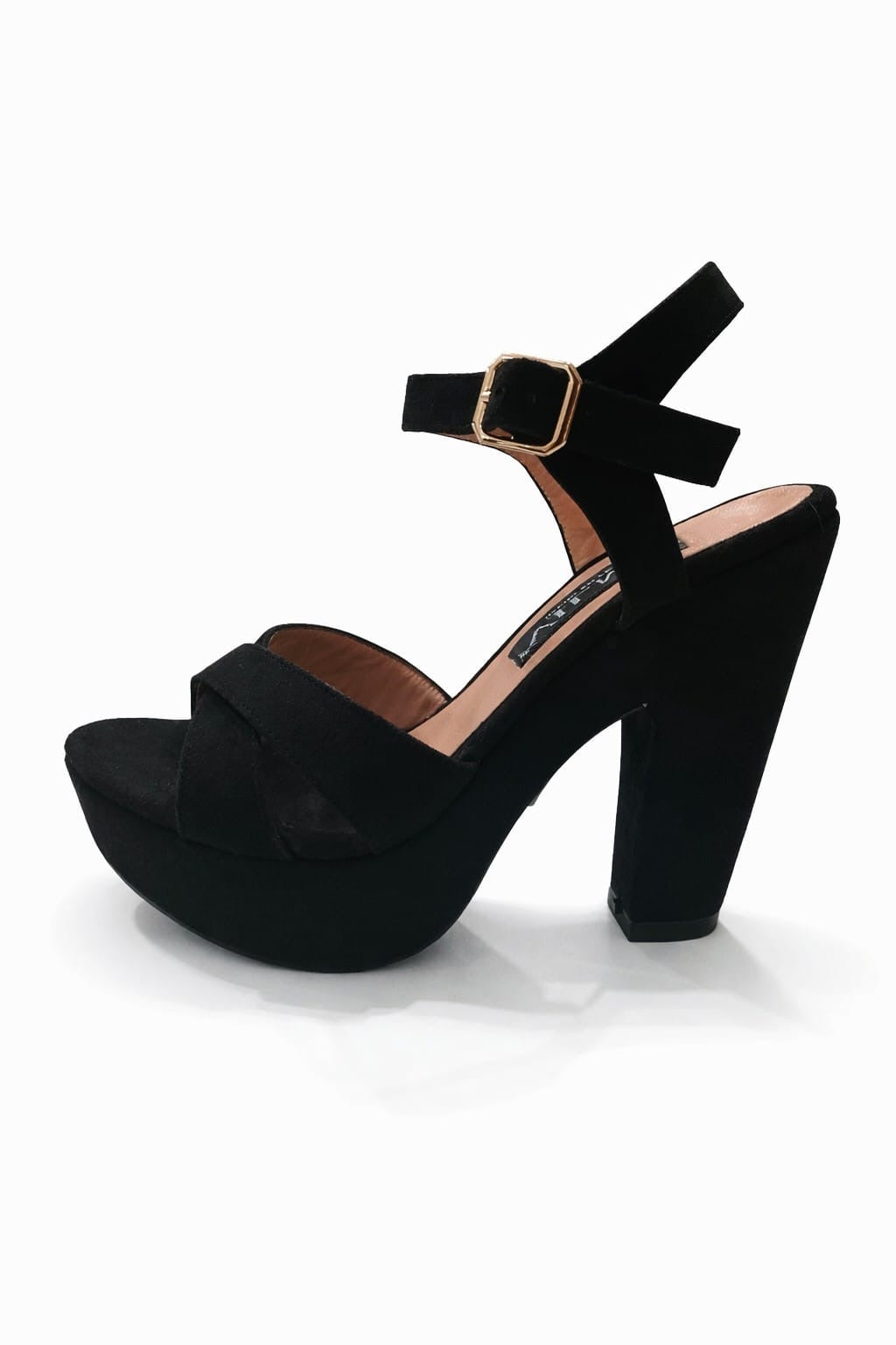 SANDALIA ORTOPÉDICA CAPELLADA TACÓN 12CM NEGRO SUEDE