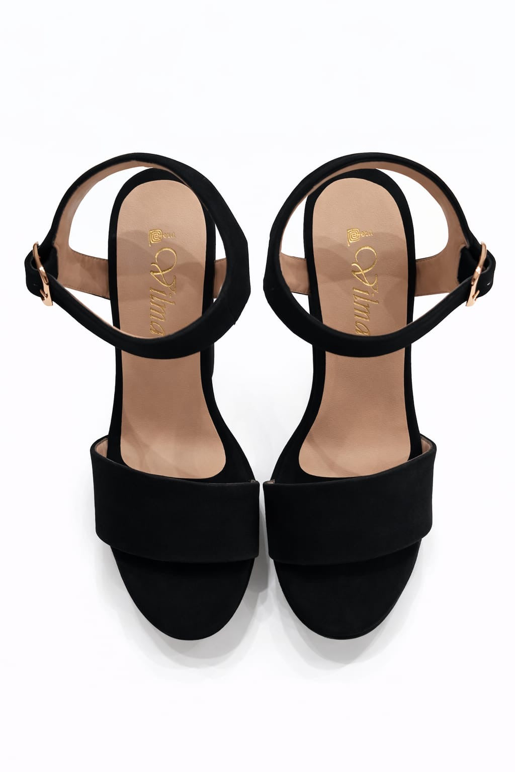 SANDALIA ORTOPÉDICA TIRA TACÓN 12CM SUEDE NEGRO