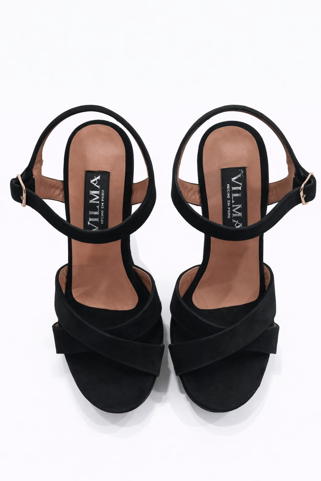 SANDALIA ORTOPÉDICA CRUZADA TACÓN 12CM NEGRO SUEDE