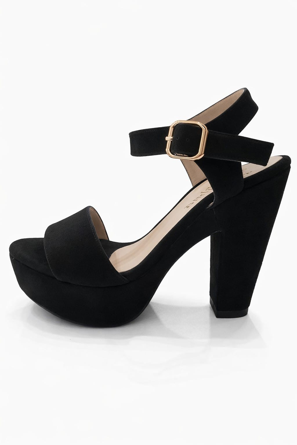 SANDALIA ORTOPÉDICA TIRA TACÓN 12CM SUEDE NEGRO