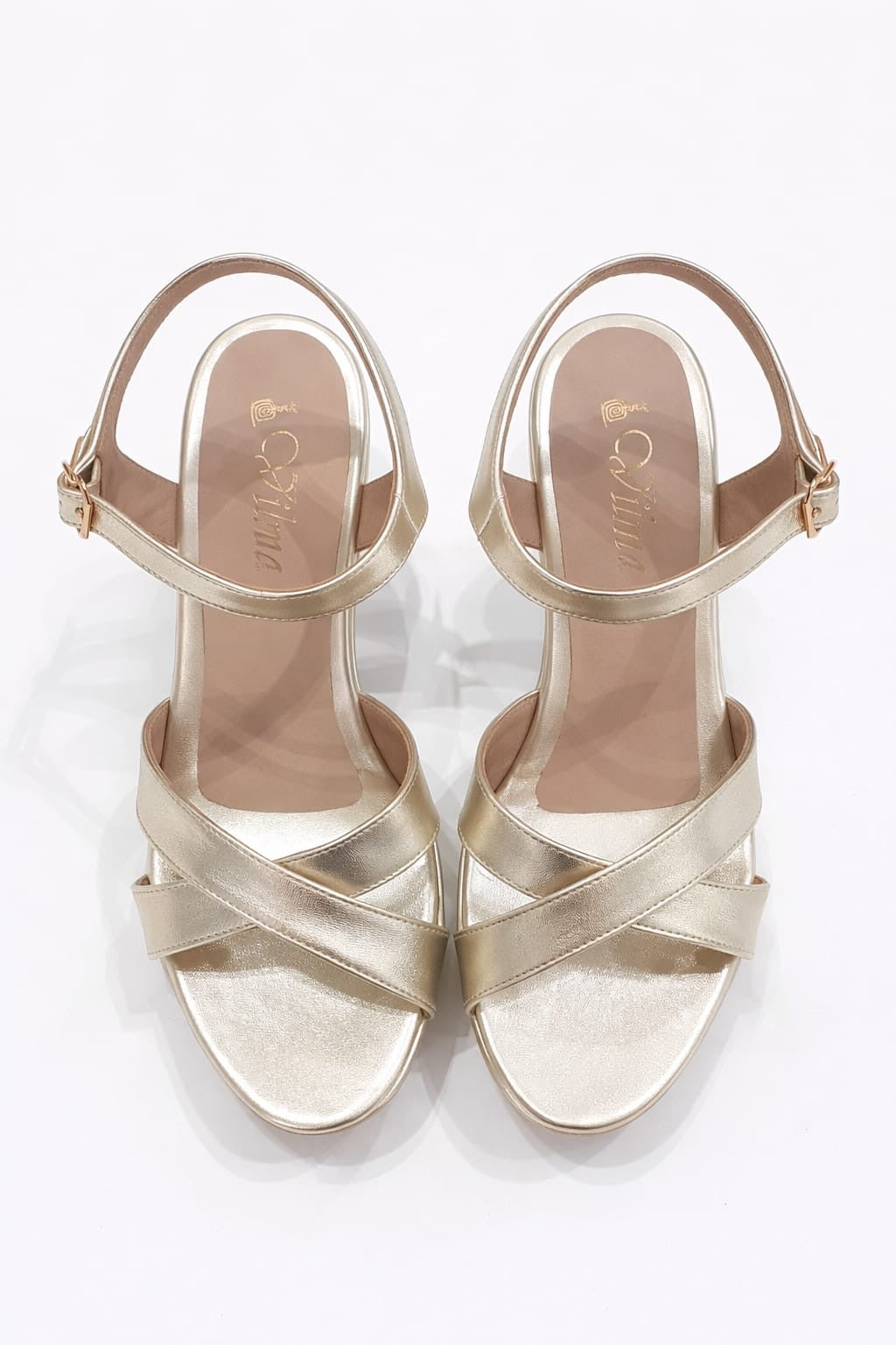 SANDALIA ORTOPÉDICA CRUZADA TACÓN 7CM DORADO LIGHT