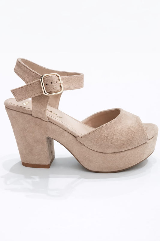 SANDALIA ORTOPÉDICA CAPELLADA TACÓN 7CM SUEDE BEIGE
