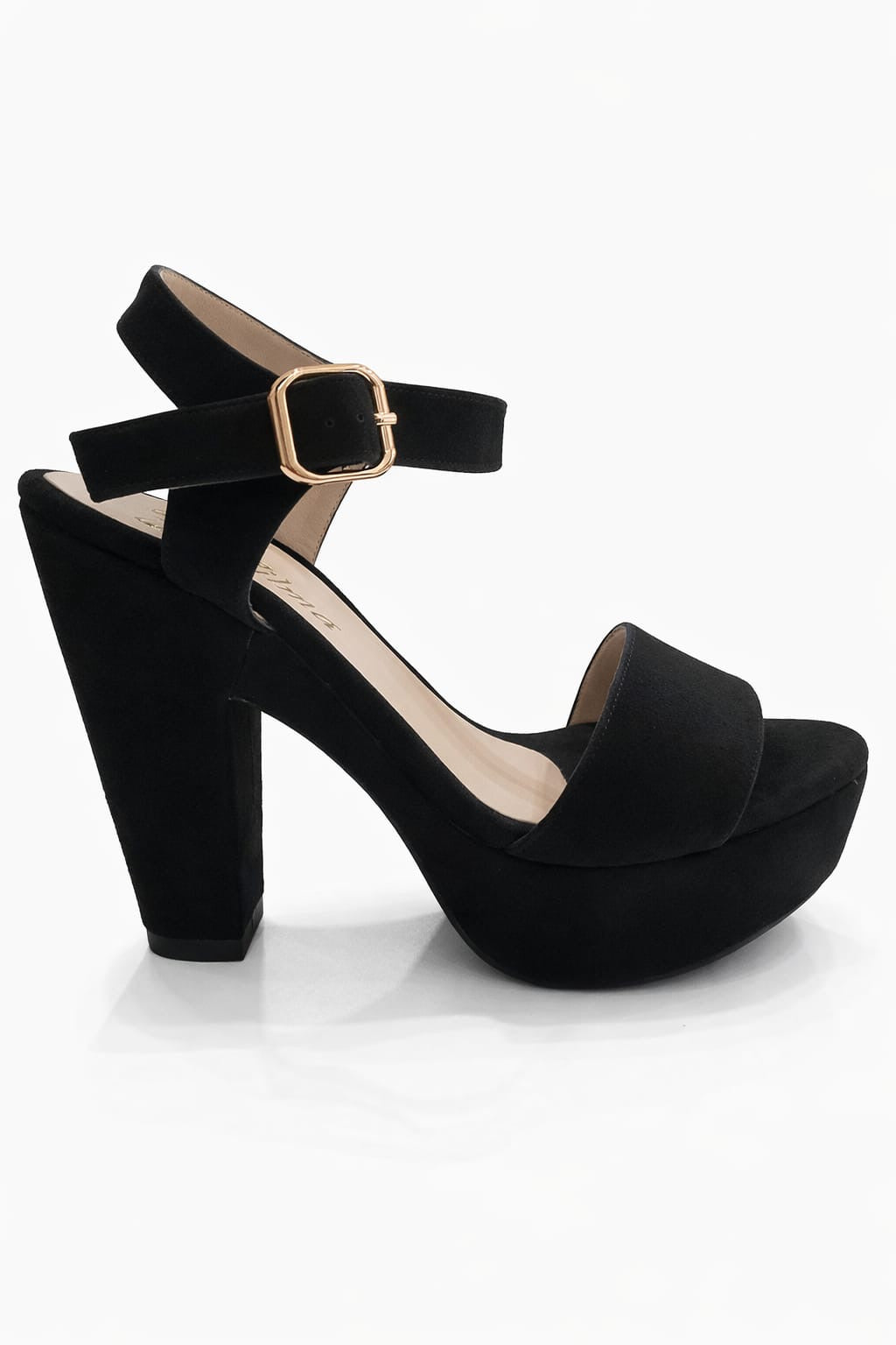 SANDALIA ORTOPÉDICA TIRA TACÓN 12CM SUEDE NEGRO