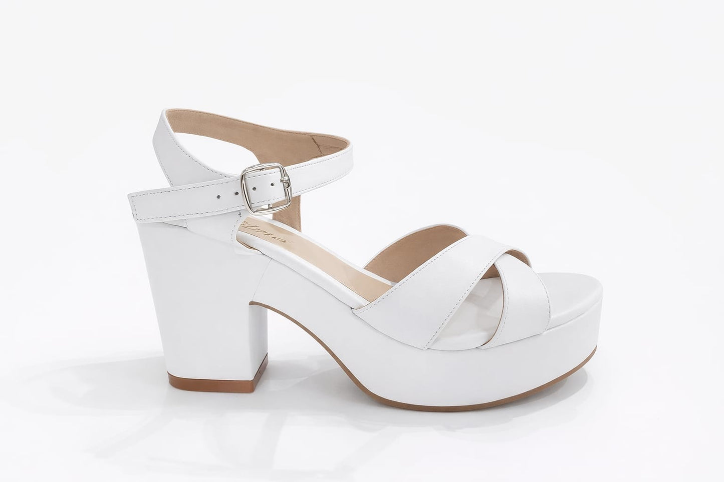 SANDALIA ORTOPÉDICA CRUZADA TACÓN 7CM blanca