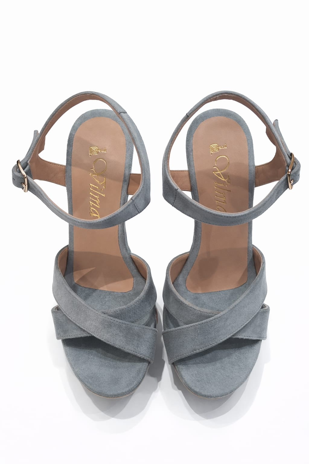 SANDALIA ORTOPÉDICA CRUZADA TACÓN 12CM SUEDE GRIS
