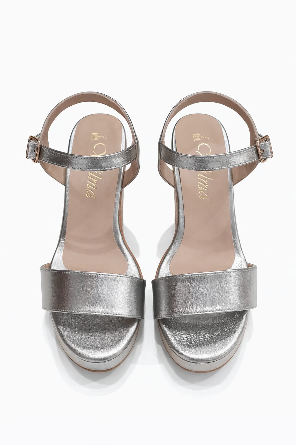 SANDALIA ORTOPÉDICA TIRA TACÓN 7CM PLATA + CORCHO
