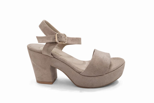 SANDALIA ORTOPÉDICA TIRA TACÓN 7CM SUEDE BEIGE
