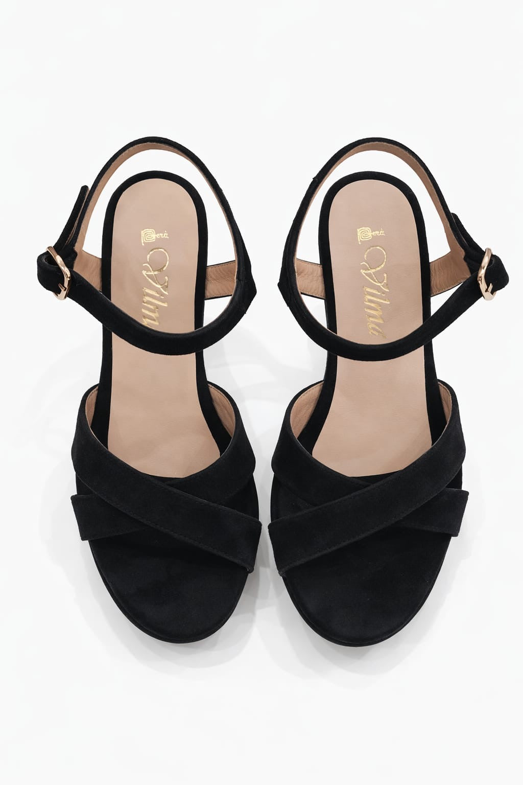 SANDALIA ORTOPÉDICA CRUZADA TACÓN 7CM NEGRO SUEDE