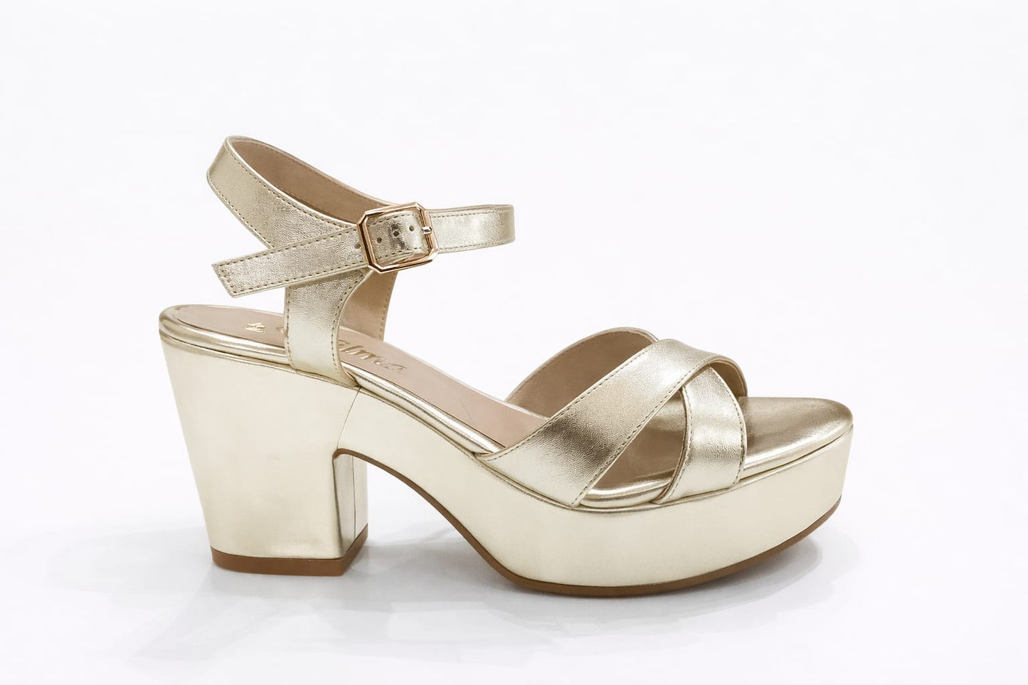 SANDALIA ORTOPÉDICA CRUZADA TACÓN 7CM DORADO LIGHT