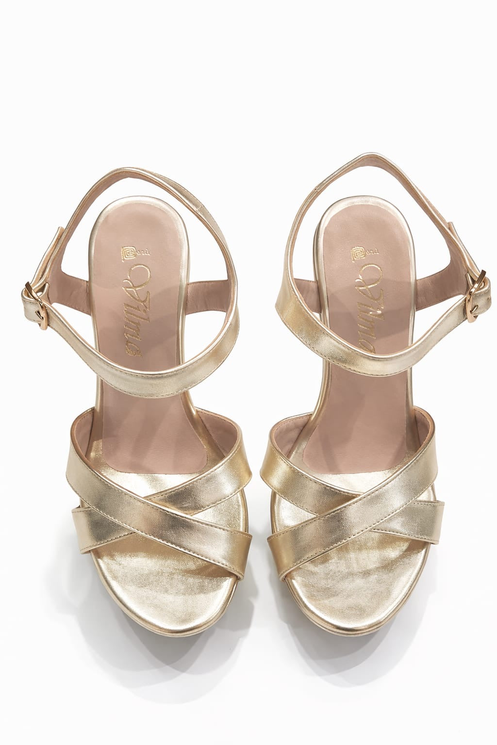 SANDALIA ORTOPÉDICA CRUZADA TACÓN 12CM DORADO LIGHT