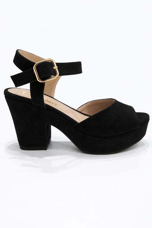 SANDALIA ORTOPÉDICA CAPELLADA TACÓN 7CM SUEDE NEGRO