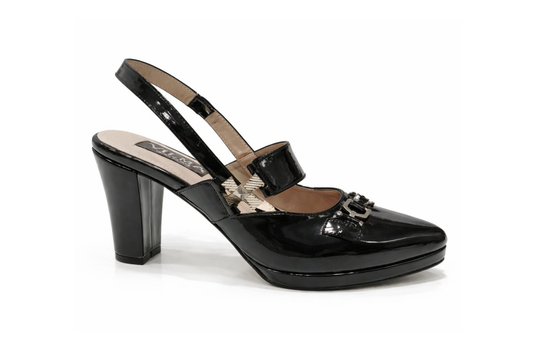 Zapato Stiletto destalonado charol negro