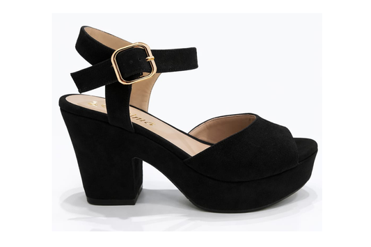 SANDALIA ORTOPÉDICA CAPELLADA TACÓN 7CM SUEDE NEGRO