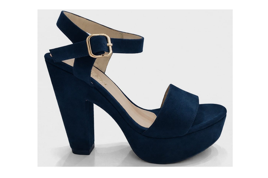 SANDALIA ORTOPÉDICA TIRA TACÓN 12CM AZUL SUEDE