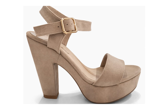 SANDALIA ORTOPÉDICA TIRA TACÓN 12CM BEIGE SUEDE
