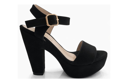SANDALIA ORTOPÉDICA TIRA TACÓN 12CM SUEDE NEGRO