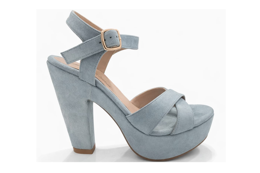 SANDALIA ORTOPÉDICA CRUZADA TACÓN 12CM SUEDE GRIS