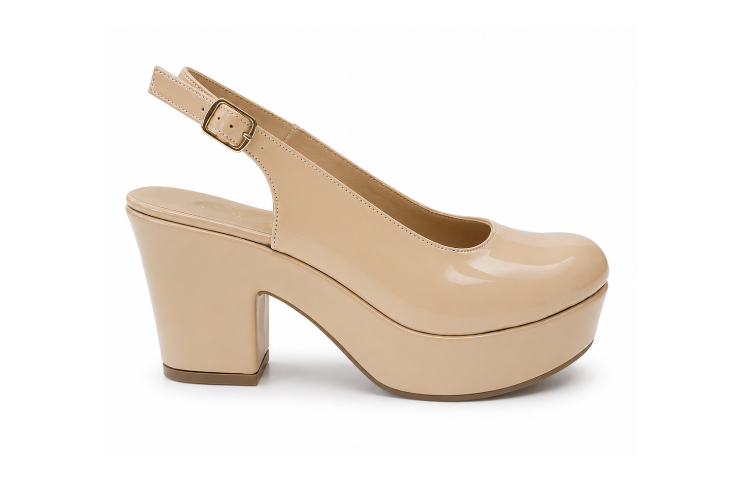 Sandalia Ortopédica Cerrado Taco x7 Charol Nude