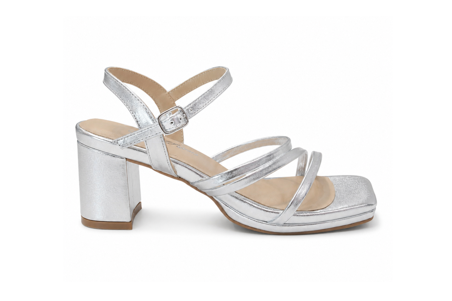 Sandalia Tiras Taco x5 Plateado Light