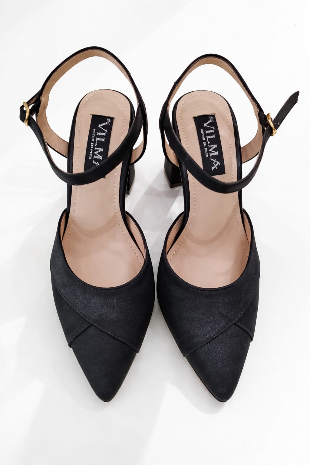 Zapato Stiletto destalonado Vilma seda negro
