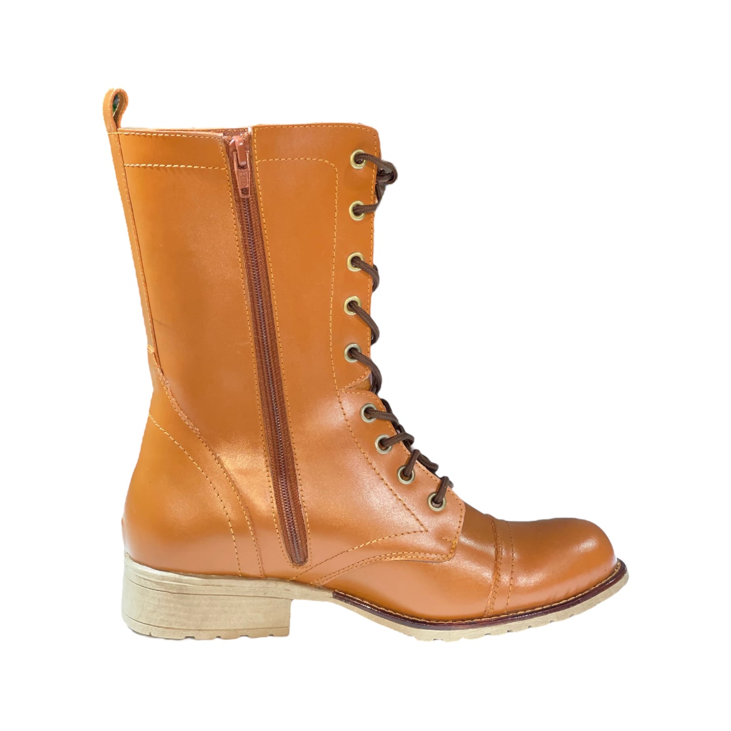 BOTAS DE CUERO CARAMELO CON PASADORES - TACO 3