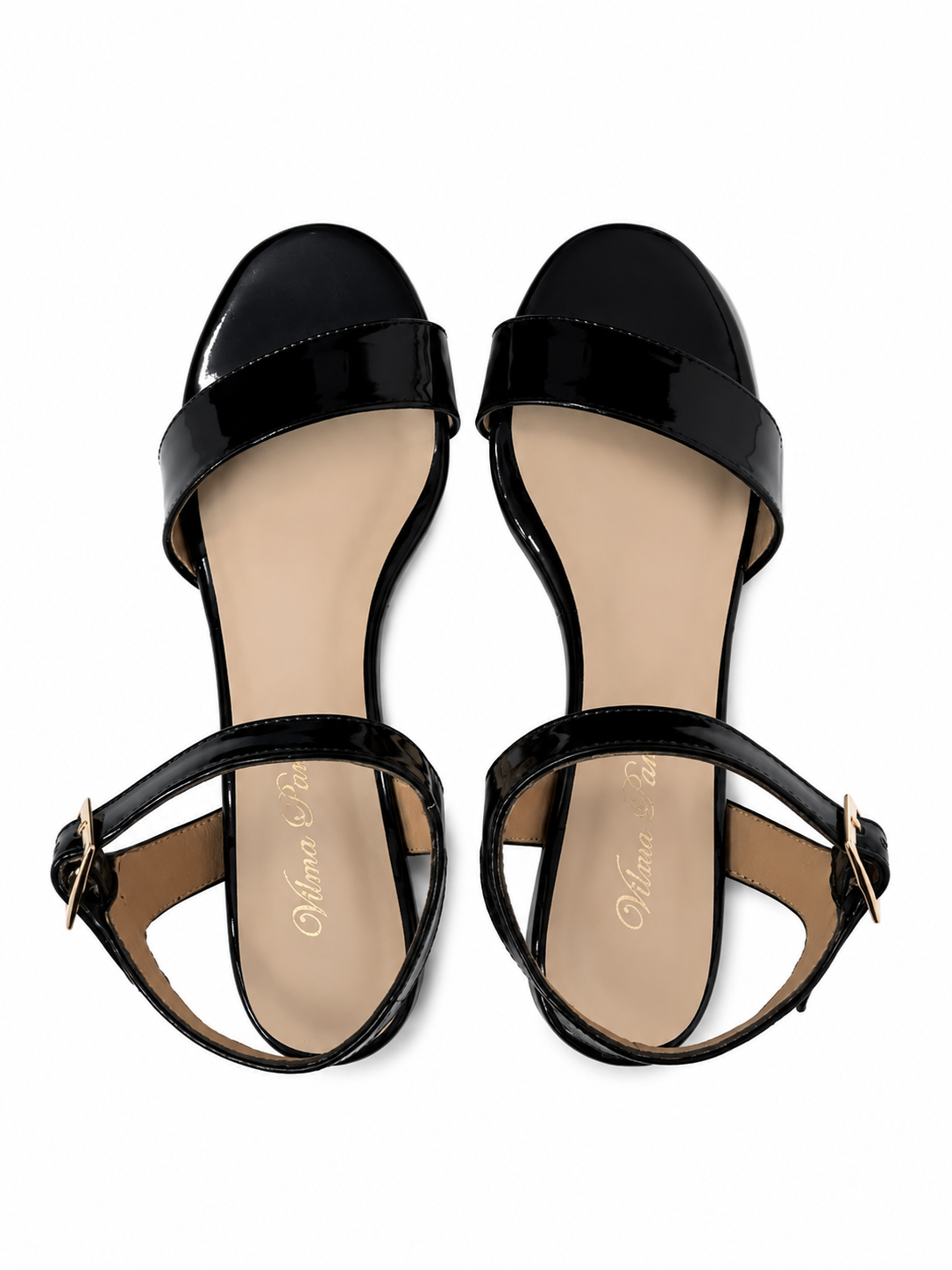 Sandalia Taco x3 Charol Negro